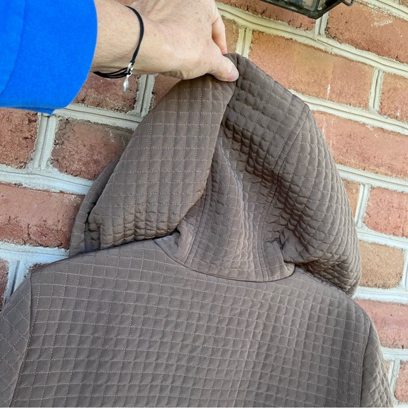 Worthington, black and tan quilted car coat zip up with hood size: small - Picture 3 of 14